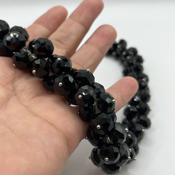 Elegant Black Beaded Necklace Statement Large Bold - Picture 6 of 9